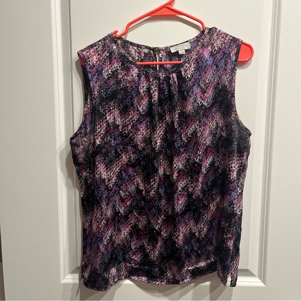 Tahari Arthur S. Levine Sleeveless Purple  Pleated Collar Blouse Women's…